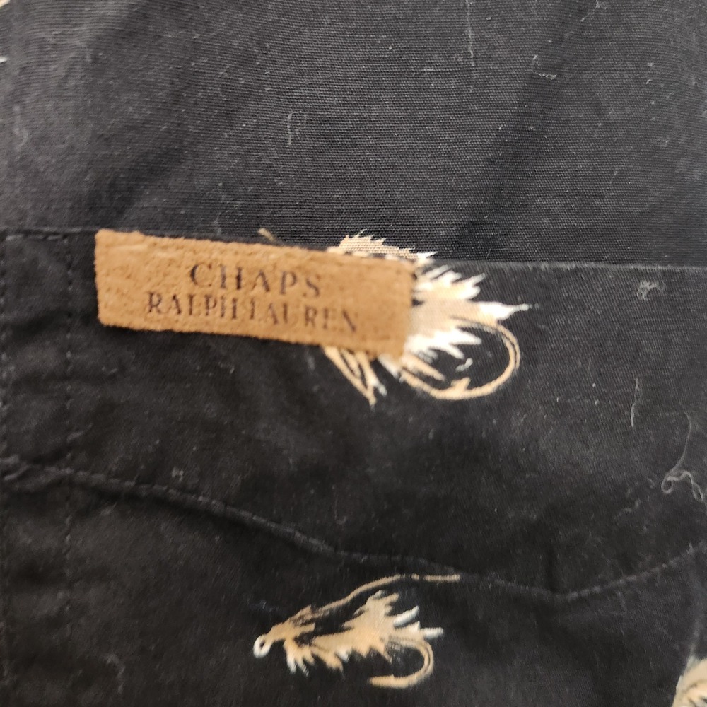 Vtg Men's Chaps Ralph Lauren Med Long Sleeve Button Down All Over Fish Print - Picture 4 of 12